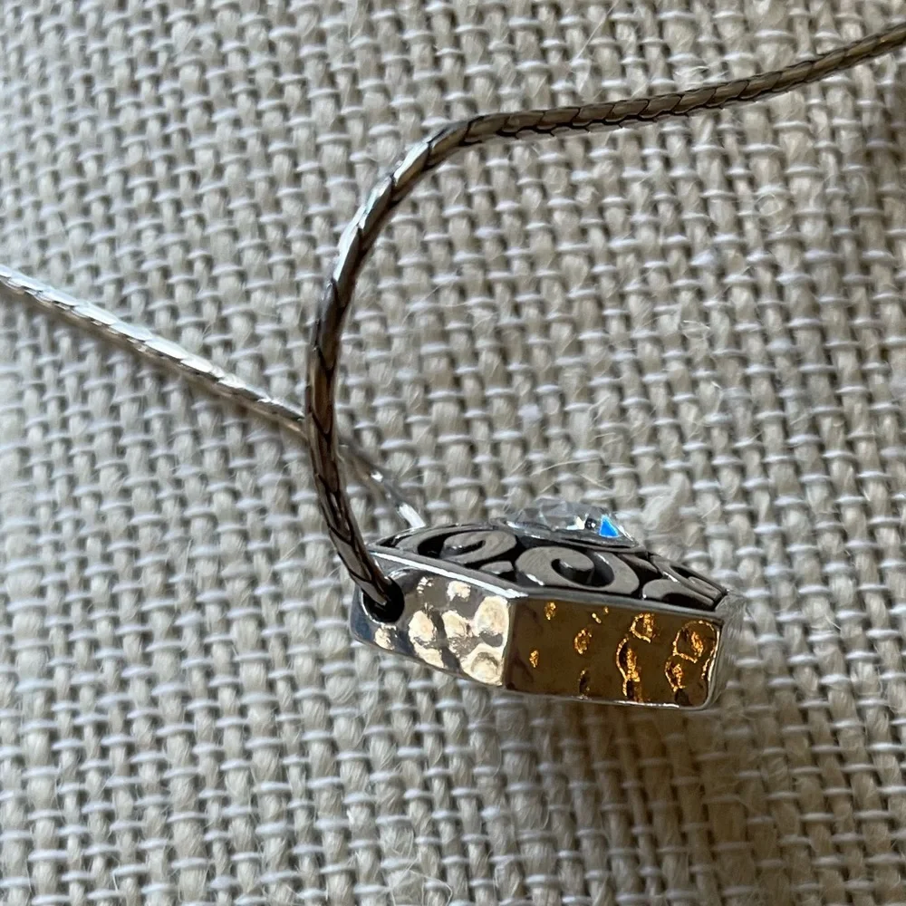 Brighton DECO Collection Swarovski Solitaire Hexagon Reversible pendant NWOT - Picture 6 of 12